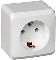 Розетка с заземлением накладная Systeme Electric Этюд 1-м. белый  картинка